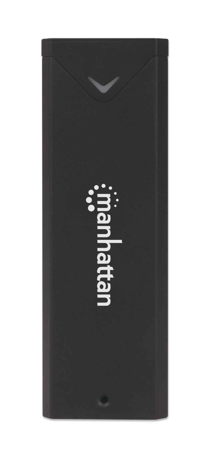 Manhattan M.2 NVMe SSD Enclosure, USB-C Female Connection, 10 Gbps (USB 3.2 Gen2 aka USB 3.1), UASP-compliant, SuperSpeed+ USB, Aluminum, Black, Three Year Warranty, Box