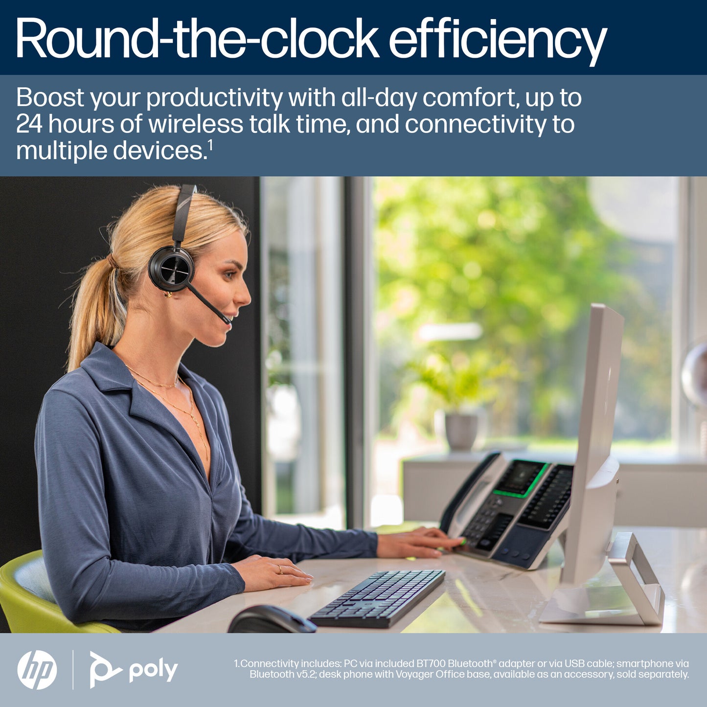Poly Voyager 4310 Microsoft Teams Certified Headset +BT700 dongle +Charging Stand