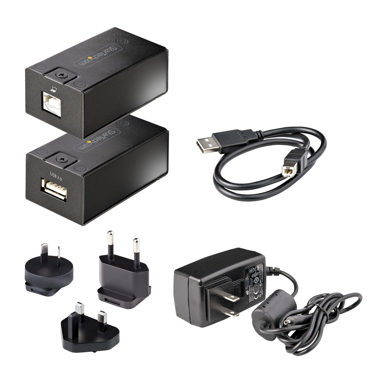 StarTech.com 150m (492ft) USB 2.0 Extender over Cat5e/Cat6 Ethernet Cable, Externally Powered USB Extender via RJ45/Network Cable, USB Over Ethernet Cable Extender/Adapter - TAA