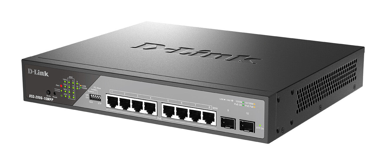 D-Link DSS-200G-10MPP/B network switch Managed L2 Gigabit Ethernet (10/100/1000) Power over Ethernet (PoE) 1U Grey