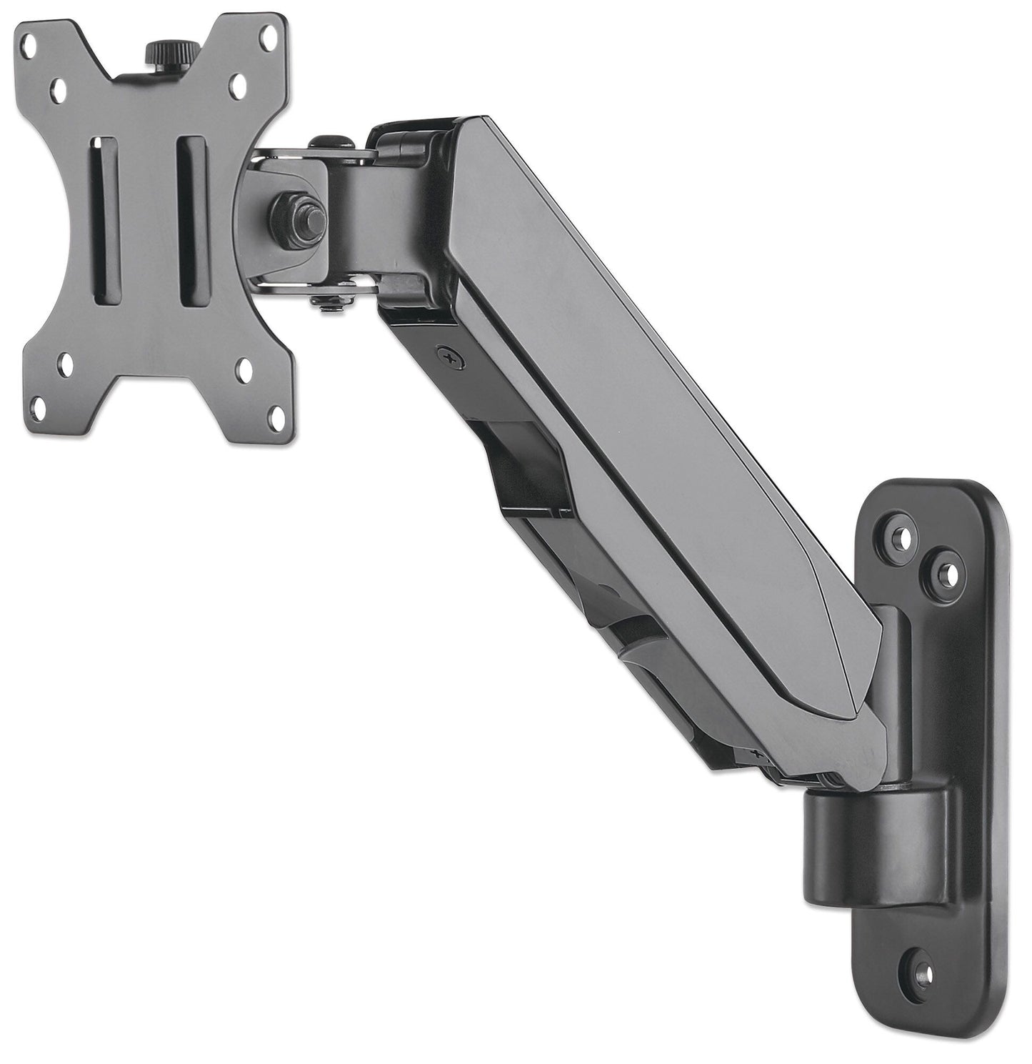 Manhattan Wall Mount for TV & Monitors (Spring Arm 2 pivots), For screens 17" to 32", VESA compatibility: 75x75mm and 100x100mm - check the dimensions of the four mounting holes on back of screen to ensure it fits, Max 8kg, Black, Bracket, Lifetime Warran