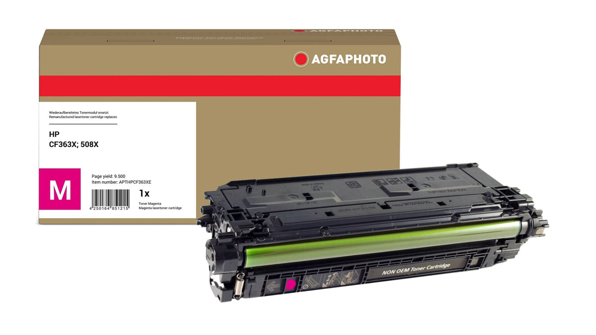 AgfaPhoto Compatible Toner Cartridge, Magenta, Replacement for HP CF363X, 508X, 9500 Pages