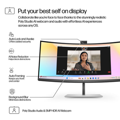 HP Series 7 Pro 34 inch WQHD Conferencing Monitor - 734pm PVC Free