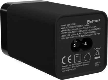 eSTUFF ES635200 mobile device charger Laptop, Smartphone, Tablet, Universal Black AC Indoor