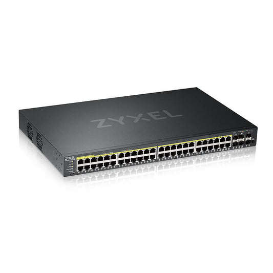 Zyxel GS2220-50HP-GB0101F network switch, Managed, 44-port, Power over Ethernet (PoE), black