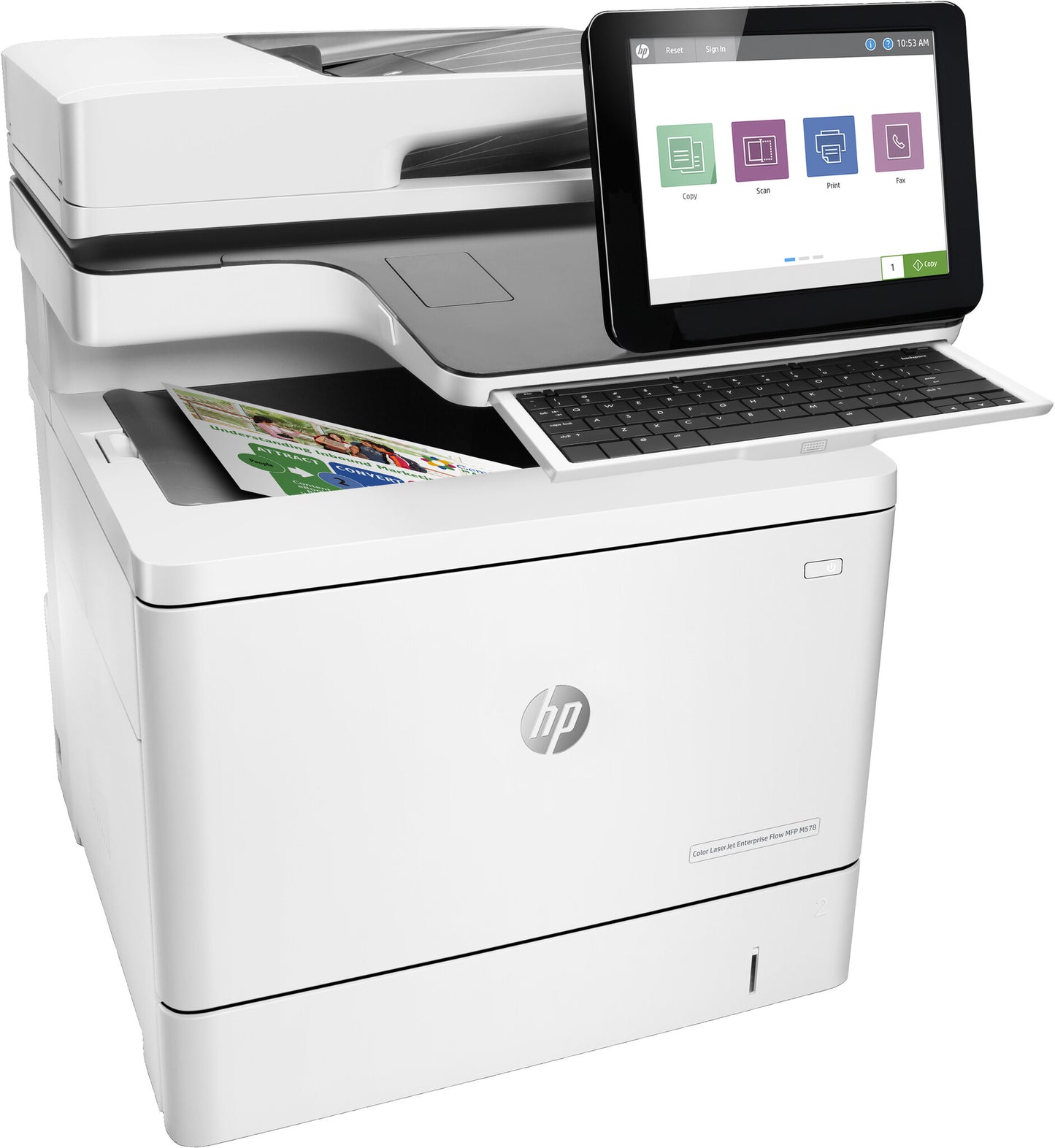 HP Color LaserJet Enterprise Flow MFP M578c, Print, copy, scan, fax, Two-sided printing; 100-sheet ADF; Energy Efficient