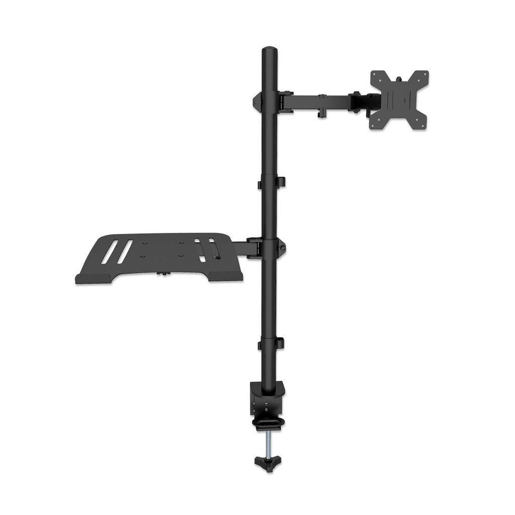 Manhattan Desk Mount for Monitors & Laptop Combo (Full Motion), For screens: 10-27", Laptop up to 17", Clamp Assembly, VESA compatibility: 75x75 and 100x100mm - check the dimensions of the four mounting holes on back of screen to ensure it fits, Max 8kg,