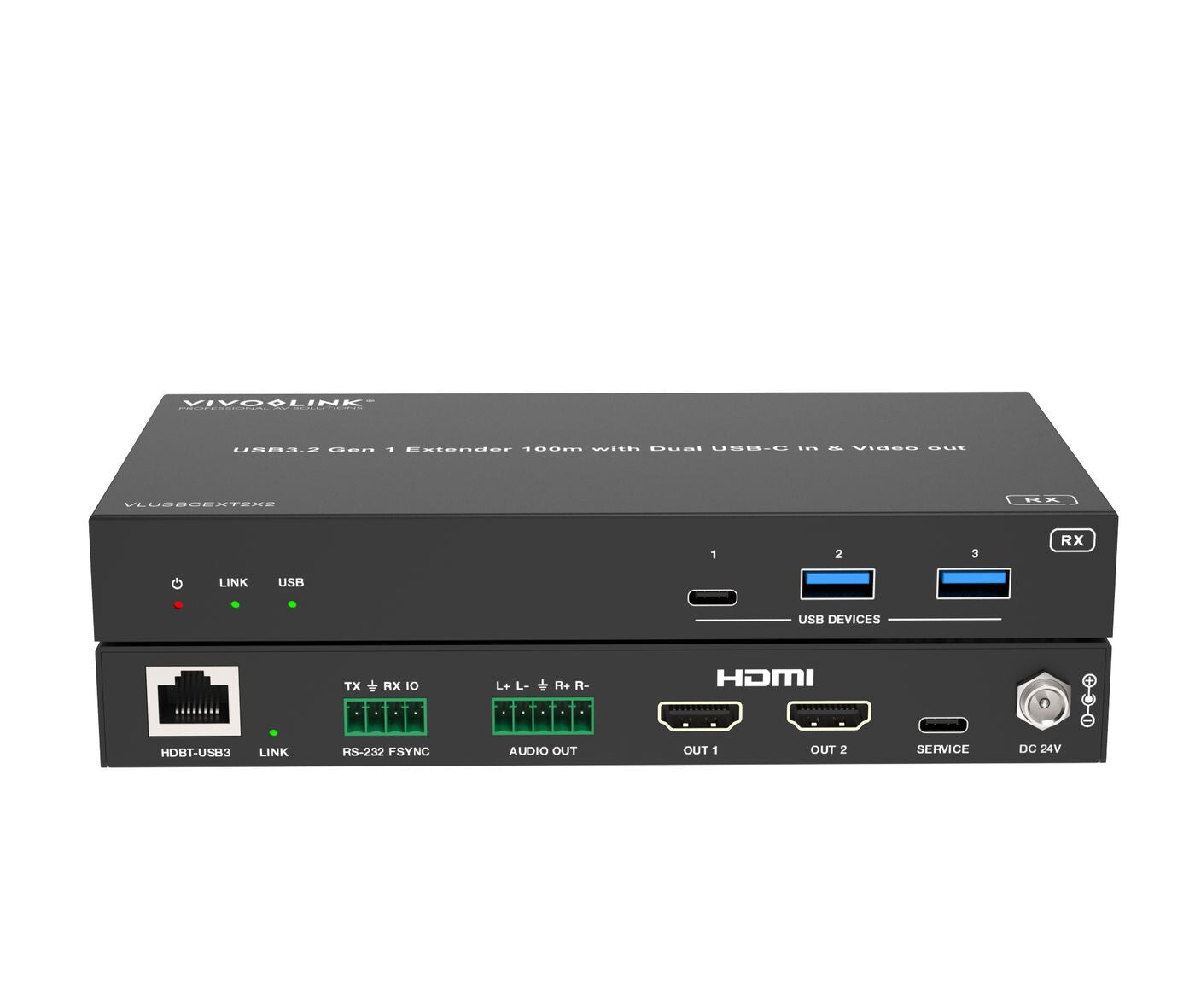 Vivolink VLUSBCEXT2X2 USB graphics adapter Black