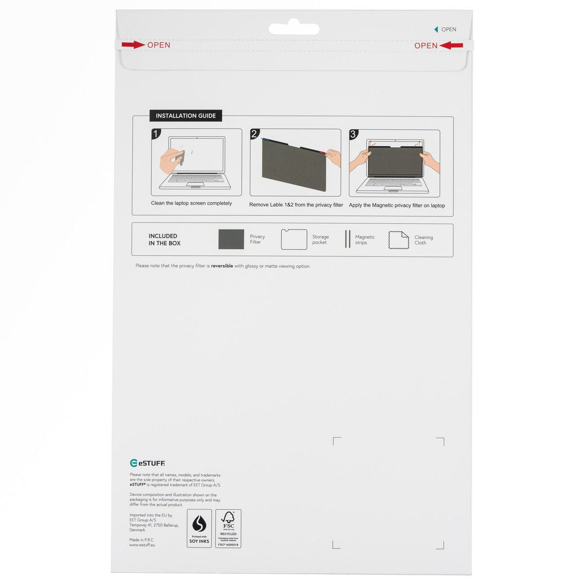 eSTUFF GLBM14316184 display privacy filter 35.6 cm (14") Laptop Frameless display privacy filter