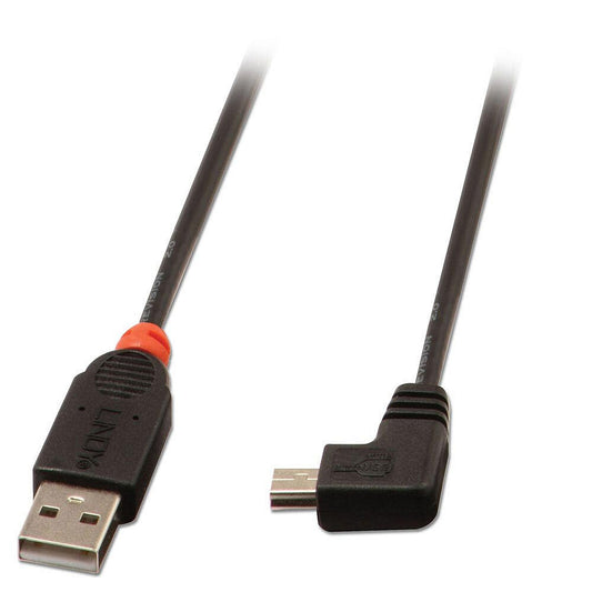 Lindy 2m USB 2.0 Cable - Type A to Mini-B, 90 Degree Right Angle