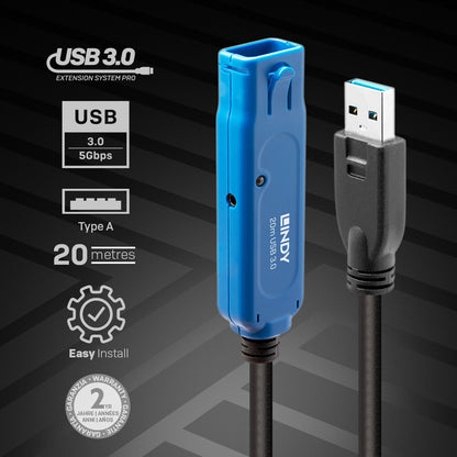 Lindy 20m USB 3.0 Active Extension Pro
