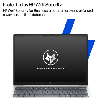 HP EliteBook 8 G1i AI PC Wolf Pro Security Edition Intel Core Ultra 7 255U Laptop 40.6 cm (16") WUXGA 24 GB DDR5-SDRAM 512 GB SSD Wi-Fi 6E (802.11ax) Windows 11 Pro Silver