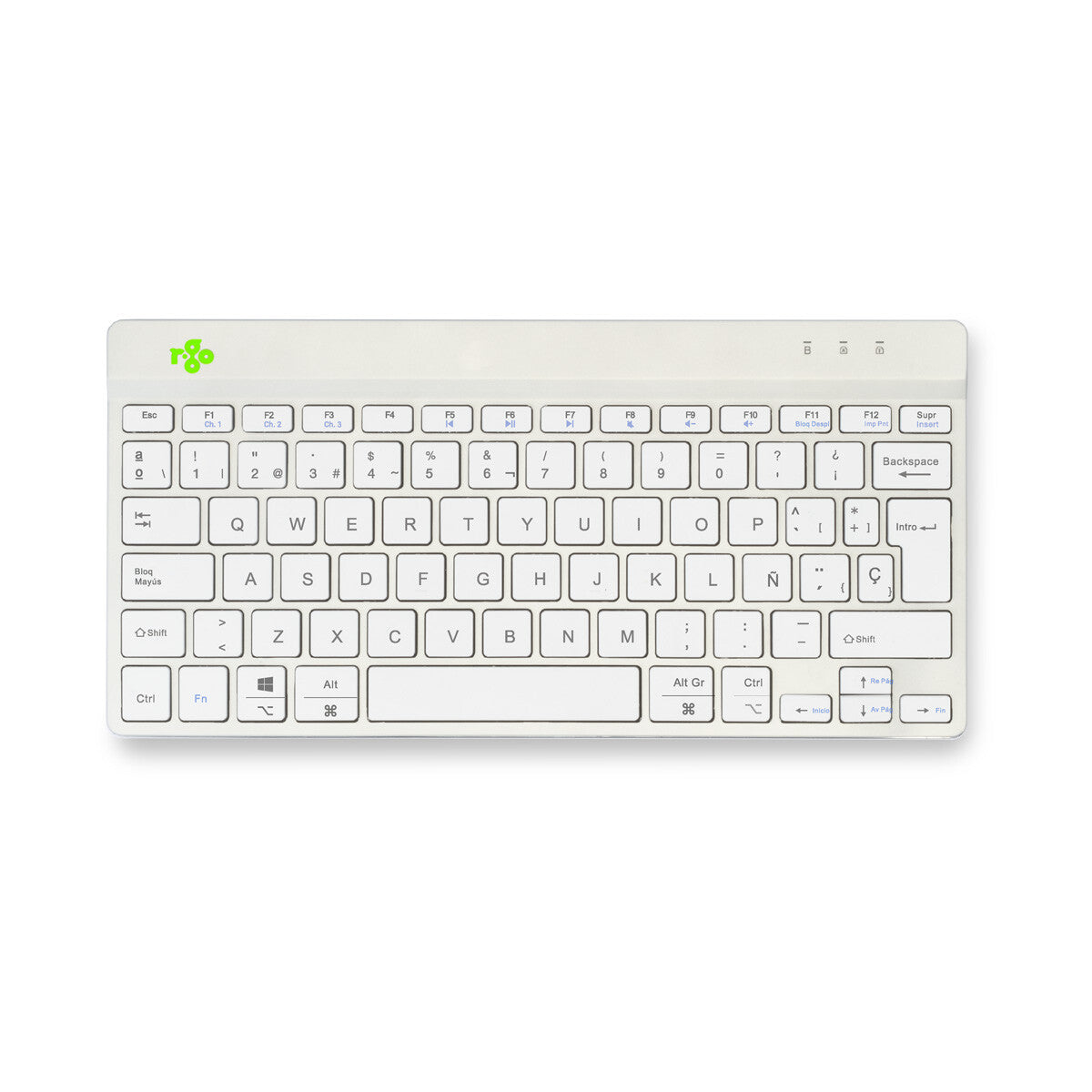 R-Go Tools Ergonomic keyboard R-Go Compact Break, compact keyboard with break software, QWERTY (ES), Bluetooth, white