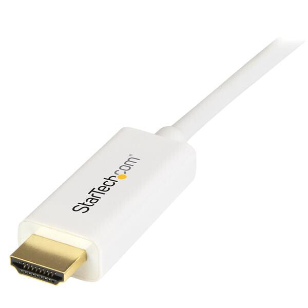 StarTech.com 6ft (2m) Mini DisplayPort to HDMI Cable - 4K 30Hz Video - mDP to HDMI Adapter Cable - Mini DP or Thunderbolt 1/2 Mac/PC to HDMI Monitor - mDP to HDMI Converter Cord - White