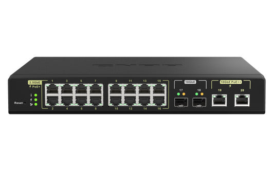 QNAP QSW-M2116P-2T2S network switch Managed L2 2.5G Ethernet Power over Ethernet (PoE) Black