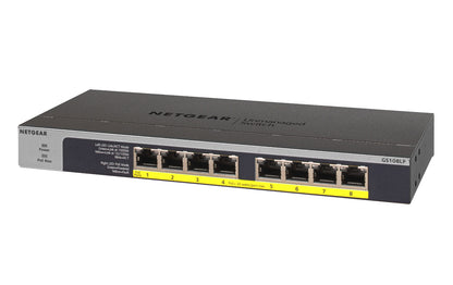 NETGEAR GS108LP Unmanaged Gigabit Ethernet (10/100/1000) Power over Ethernet (PoE) 1U Black, Grey