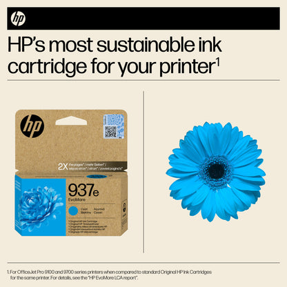 HP 937e EvoMore Cyan Original Ink Cartridge