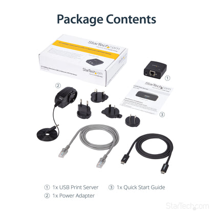 StarTech.com 10/100Mbps Ethernet to USB 2.0 Network LPR Print Server