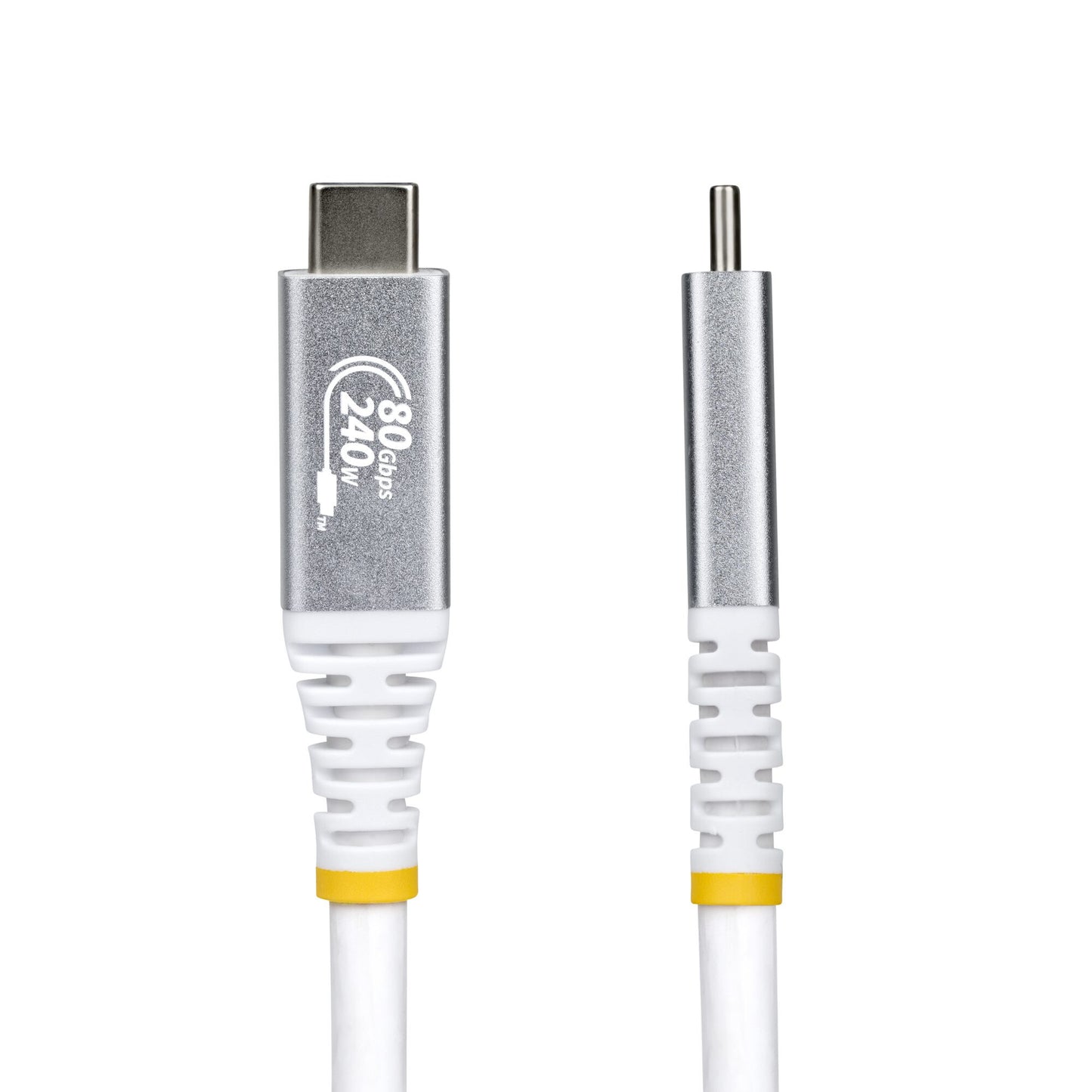 StarTech.com 50cm (1.6ft) USB4 Cable, 80Gbps, USB-IF Certified USB-C Cable, 240W PD, 8K 120Hz/4K 240Hz DP2.1 DP80, TPE Jacket, Thunderbolt 4 Compatible - White USB-C Cord