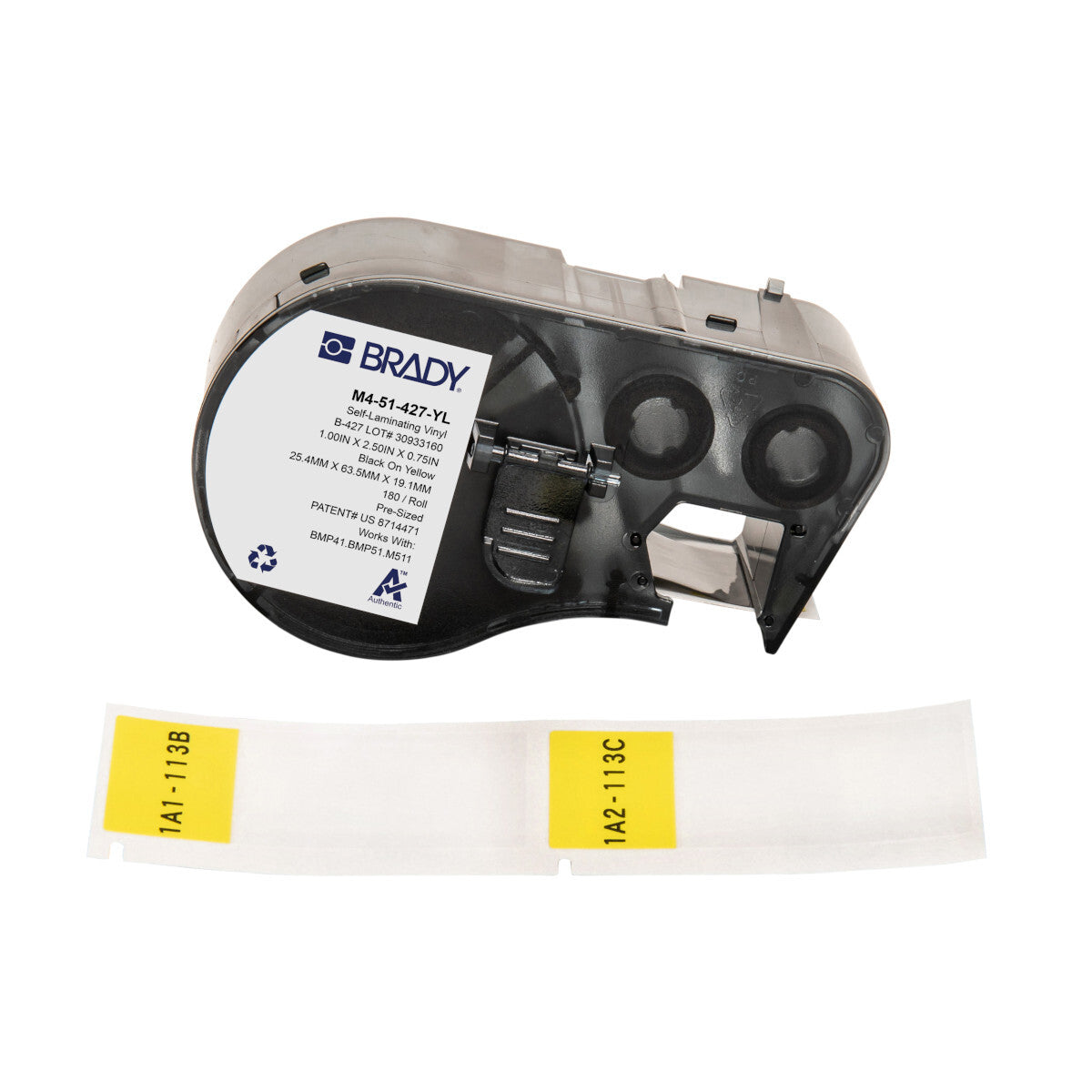 Brady M4-51-427-YL printer label Black, Yellow Self-adhesive printer label