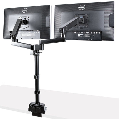 StarTech.com Desk Mount Dual Monitor Arm - Full Motion Monitor Mount for 2x VESA Displays up to 32" (17lb/8kg) - Vertical Stackable Arms - Height Adjustable/Articulating - Clamp/Grommet