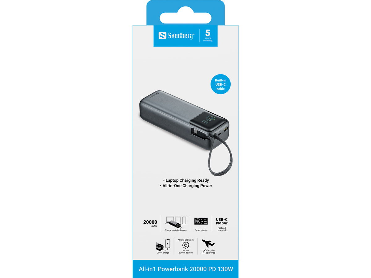Sandberg All-in1 Powerbank 20000 PD 130W