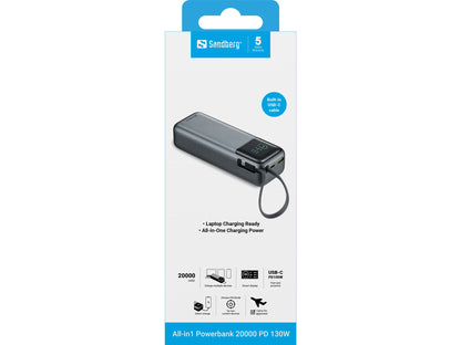 Sandberg All-in1 Powerbank 20000 PD 130W