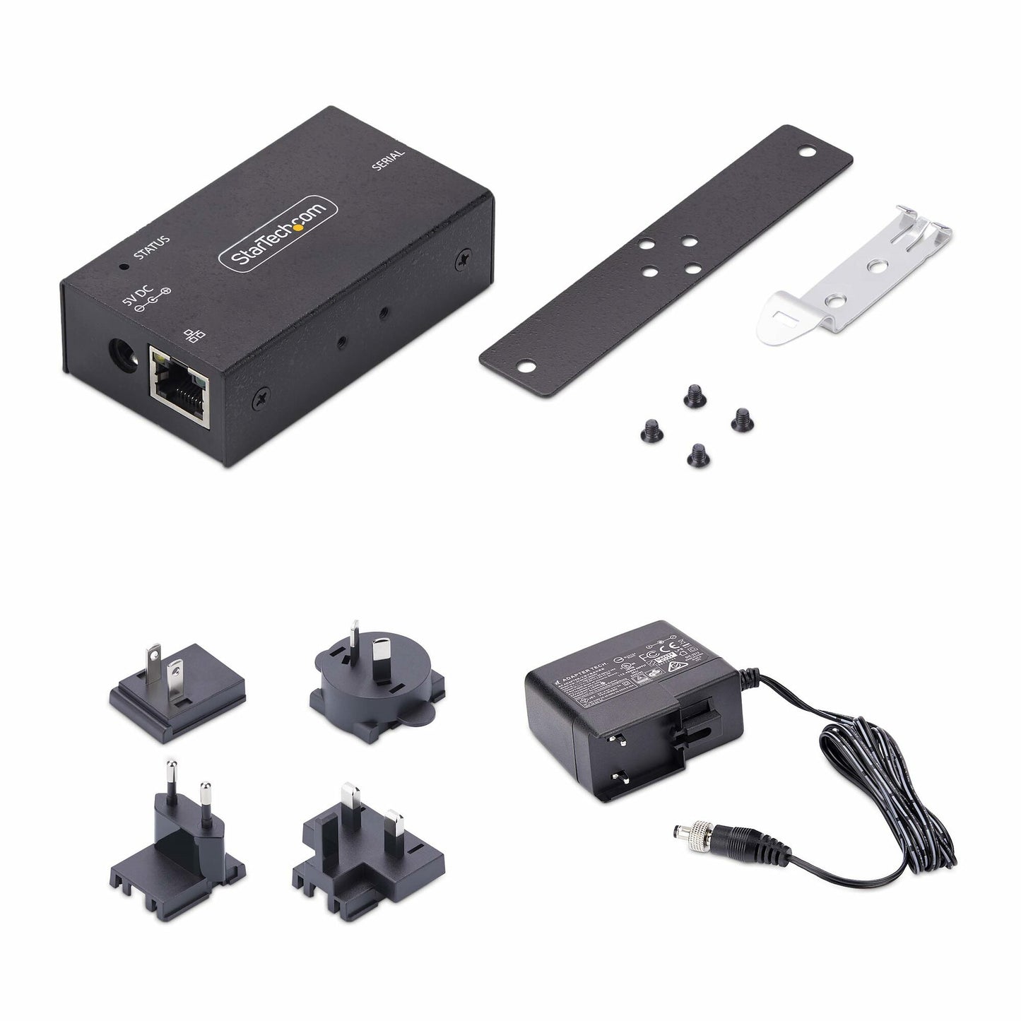 StarTech.com 1-Port Serial to Ethernet Adapter, IP Serial Device Server For Remote RS232 Devices, Wall/DIN Rail Mountable, Metal Housing, RJ45 LAN to DB9 Serial Converter