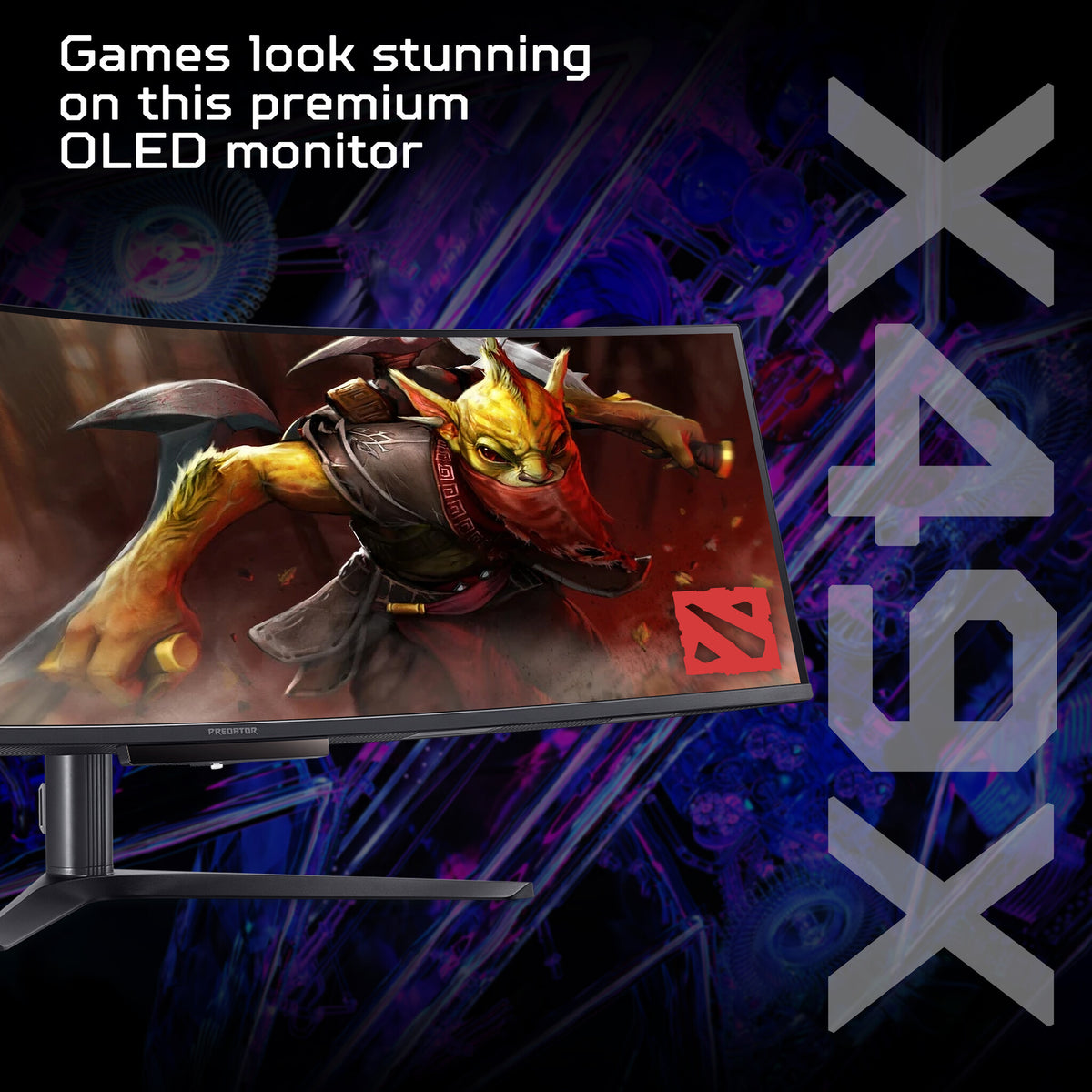 Acer X Predator X49X curved ultra-wide QD-OLED gaming monitor - 49", 32:9, QD-OLED, 1800R curve, Double Quad HD, 240Hz, 0.03ms, AMD FreeSync Premium, DisplayHDR 400 True Black, HDMI, DP & USB-C