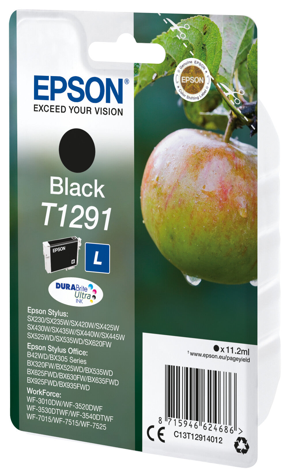 Epson Apple Singlepack Black T1291 DURABrite Ultra Ink