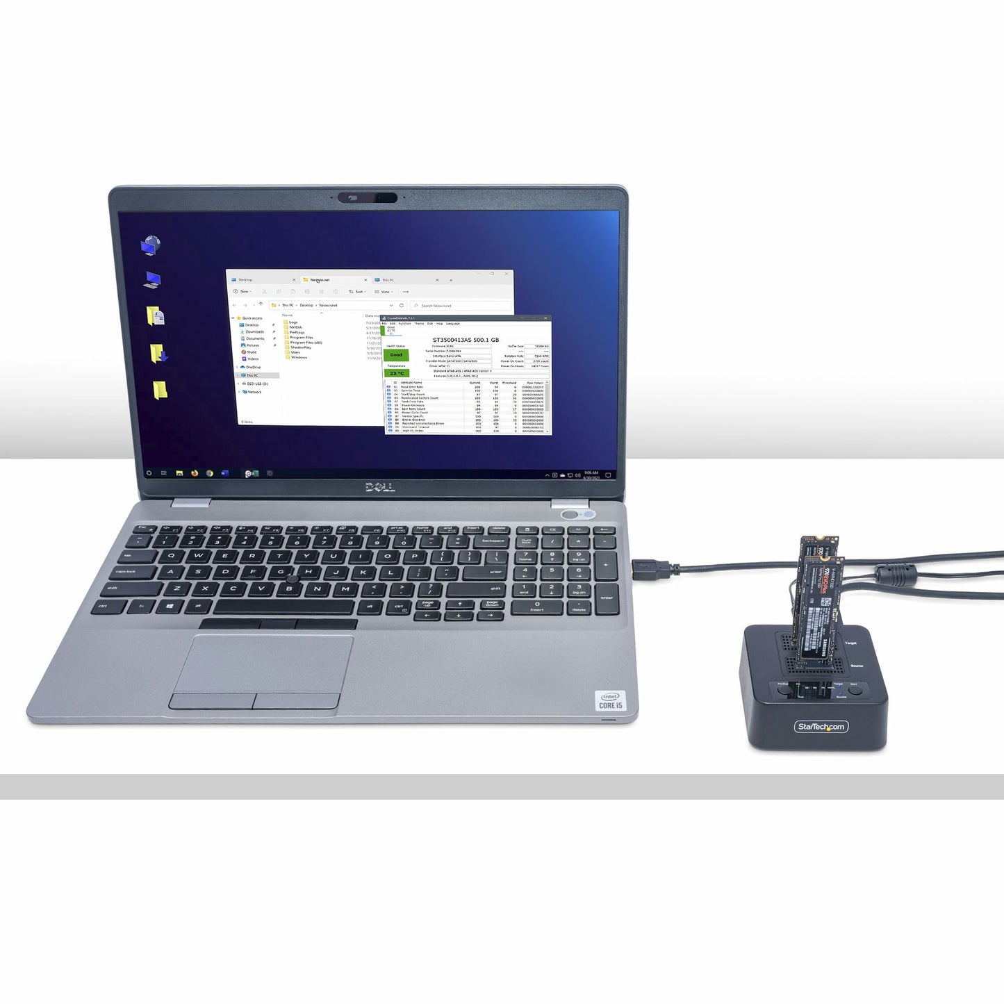 StarTech.com 1:1 M.2 NVMe Drive Duplicator, Standalone M.2 SSD Cloner/Copier up to 90GBpm, USB 3.2 20Gbps M.2 Dual-Bay Drive Dock, USB-C/A Cables Included