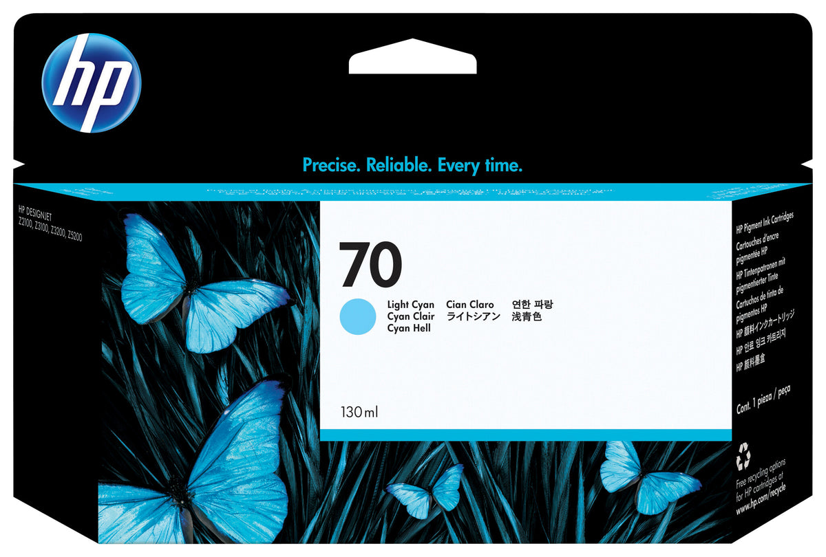 HP 70 light cyan ink cartridge, 130ml
