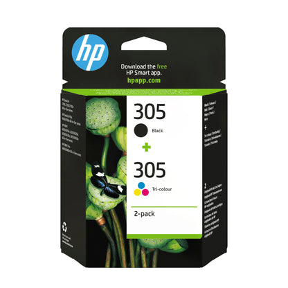 HP 305 2-Pack Tri-color/Black Original Ink Cartridge