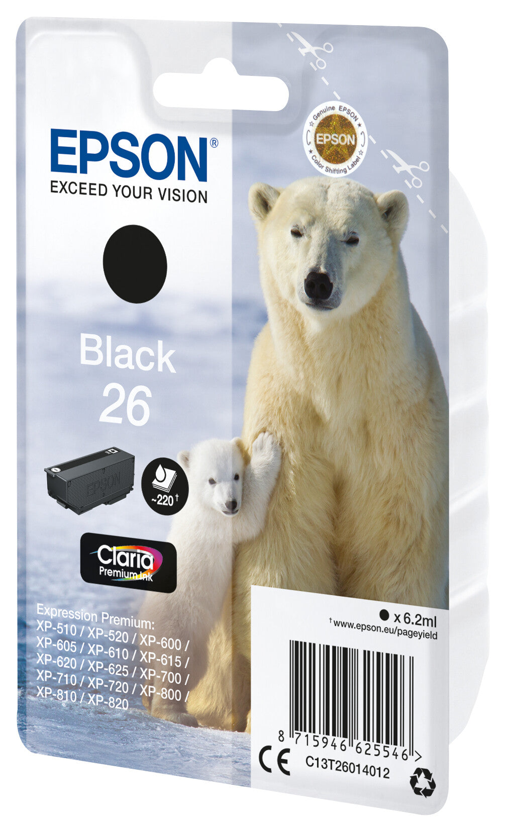Epson Polar bear 26 Claria Premium Single Black Ink