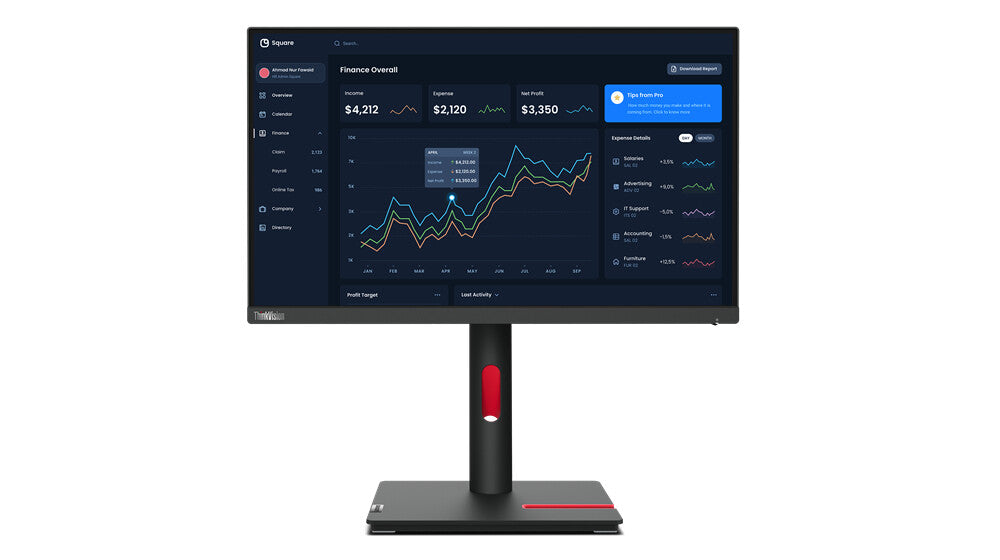 Lenovo ThinkVision T22i-30 computer monitor 54.6 cm (21.5") 1920 x 1080 pixels Full HD LED Black