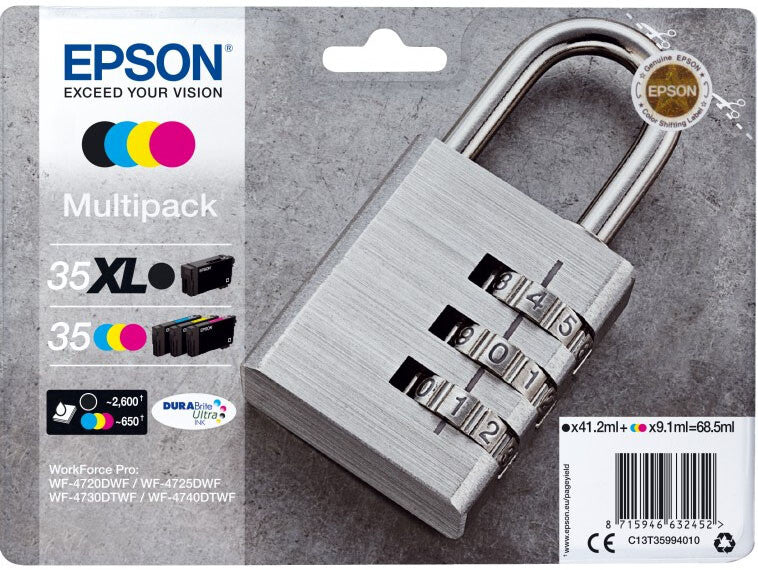 Epson Padlock Multipack 4-colours 35 XL Black/Std. CMY DURABrite Ultra Ink