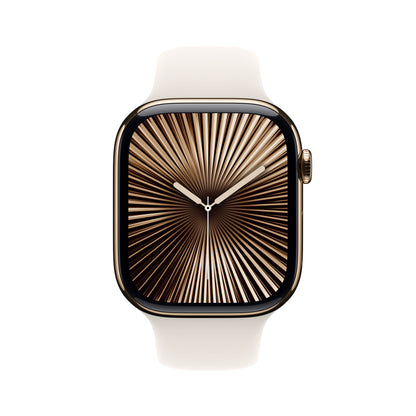 Apple Watch Series 10 GPS + Cellular 46mm Gold Titanium Case with Starlight Sport Band - M/L