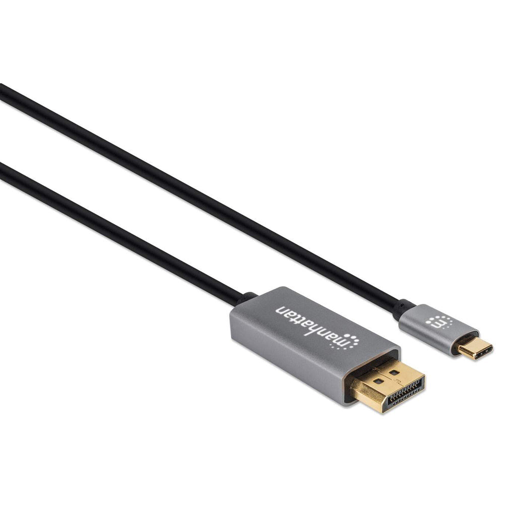 Manhattan USB-C to DisplayPort 1.4 Cable, 8K@60Hz, 2m, Not Bi-Directional, Black, Three Year Warranty, Comparable to CDP2DP146B ( 20cm longer)