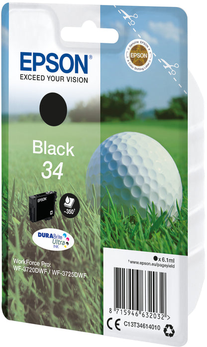 Epson Golf ball Singlepack Black 34 DURABrite Ultra Ink