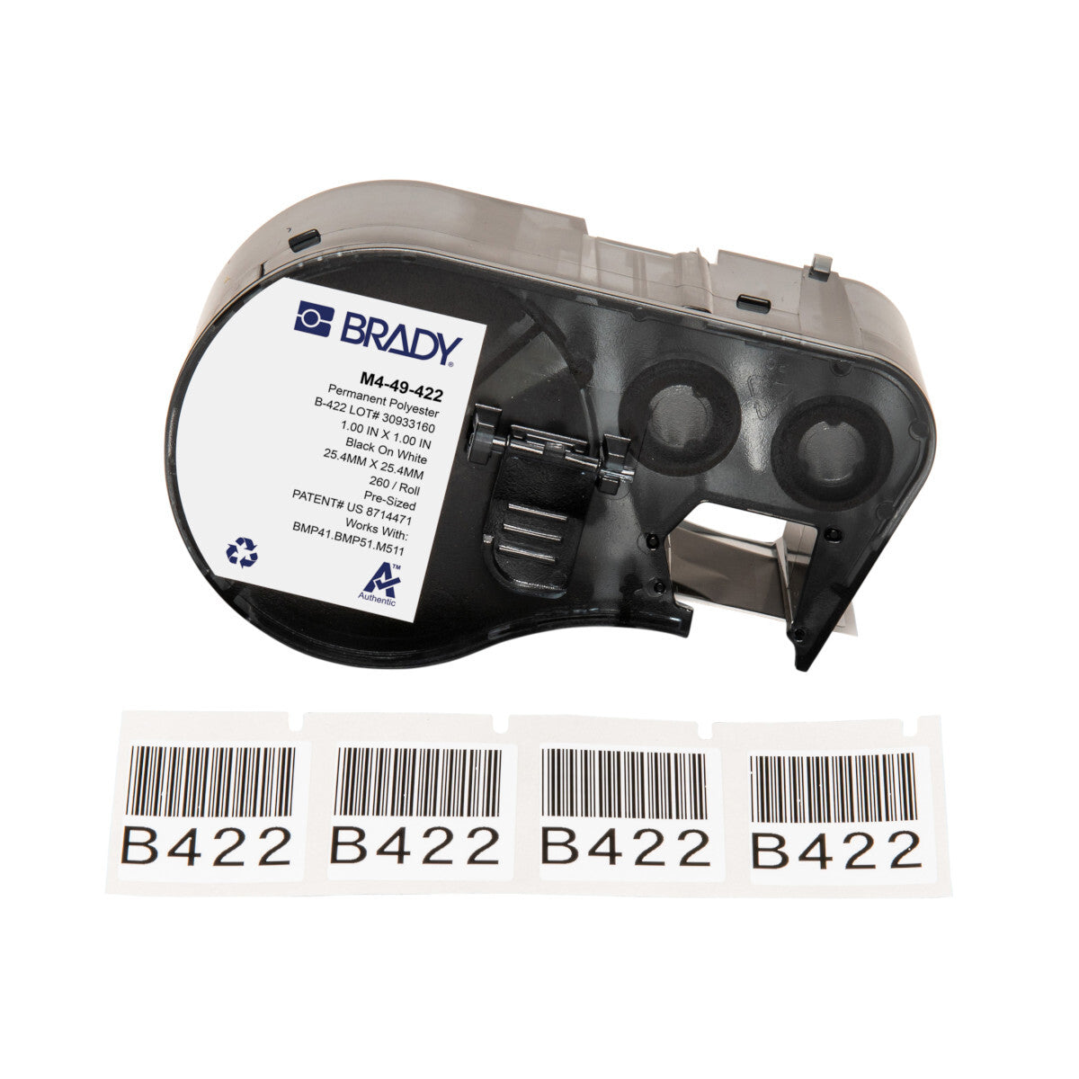 Brady M4-49-422 printer label Black, White Self-adhesive printer label