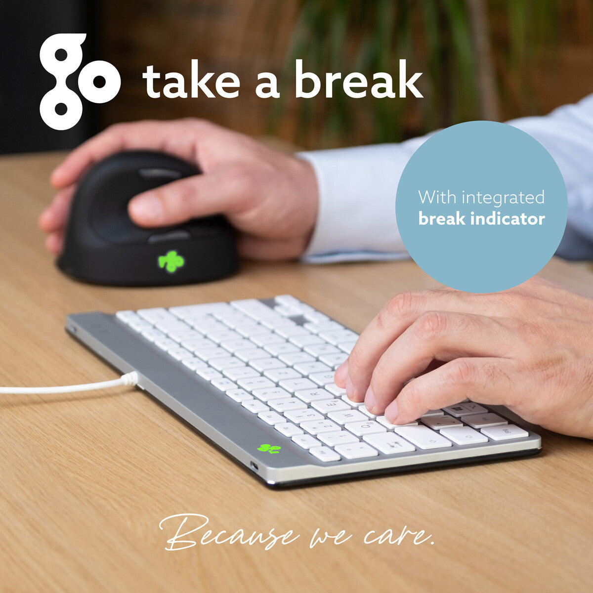 R-Go Tools Ergonomic keyboard R-Go Compact Break, compact keyboard with break software, QWERTY (PT), wired, white