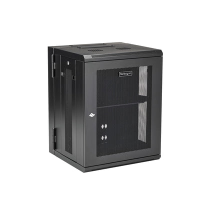 StarTech.com 4-Post 15U Wall Mount Network Cabinet with 1U Shelf, 19" Hinged Wall-Mounted Server Rack for Data / AV / Electronics / Computer Equipment, Flexible Vented Rack Enclosure