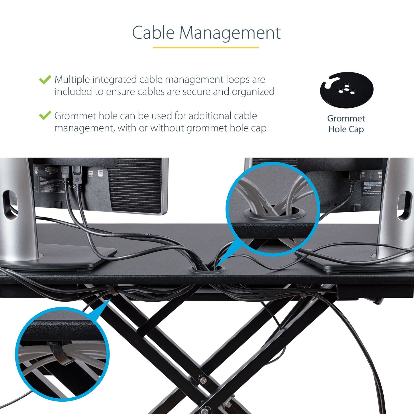 StarTech.com Corner Sit Stand Desk Converter with Keyboard Tray - Large Surface (35" x 21") - Height Adjustable Ergonomic Desktop/Tabletop Standing Workstation - Supports Dual Monitors - TAA