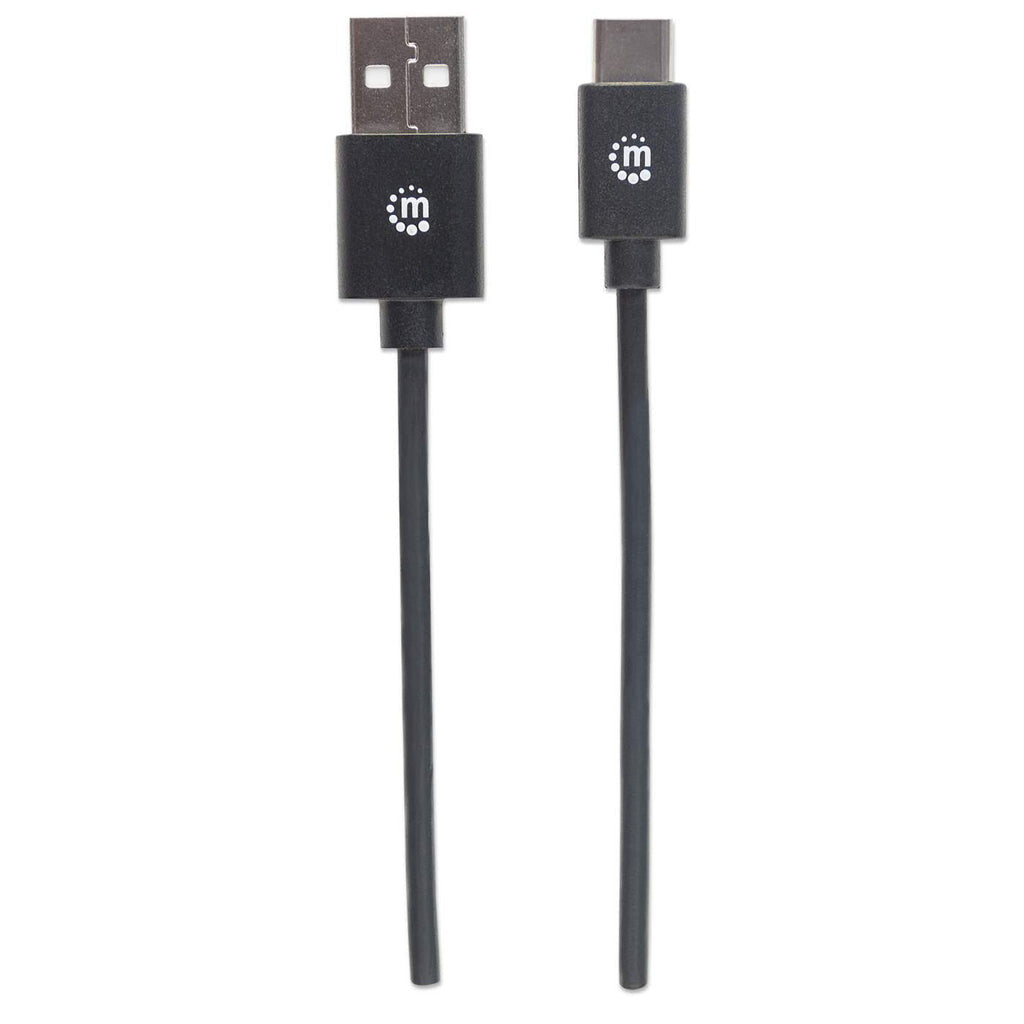 Manhattan USB-C to USB-A Cable, 2m, USB 2.0, 480 Mbps, Hi-Speed USB, Black, Lifetime Warranty, Equivalent to USB2AC2M