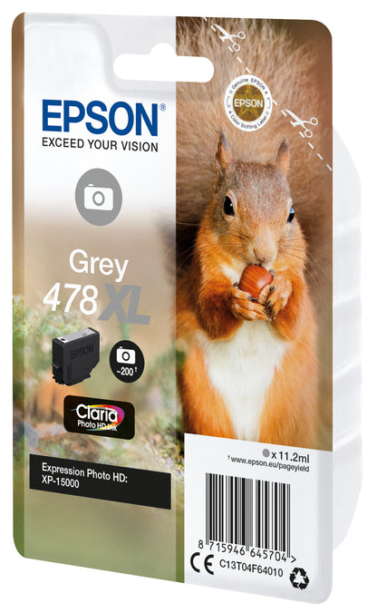 Epson Squirrel 478XL Claria Photo HD Single Grey Ink