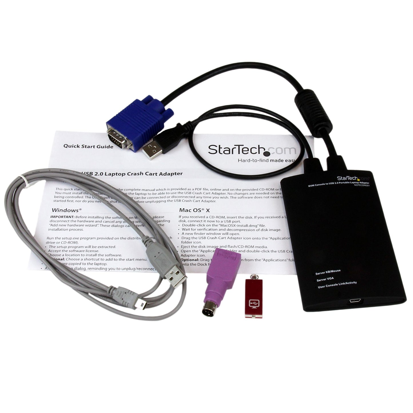 StarTech.com KVM Console to USB 2.0 Portable Laptop Crash Cart Adapter