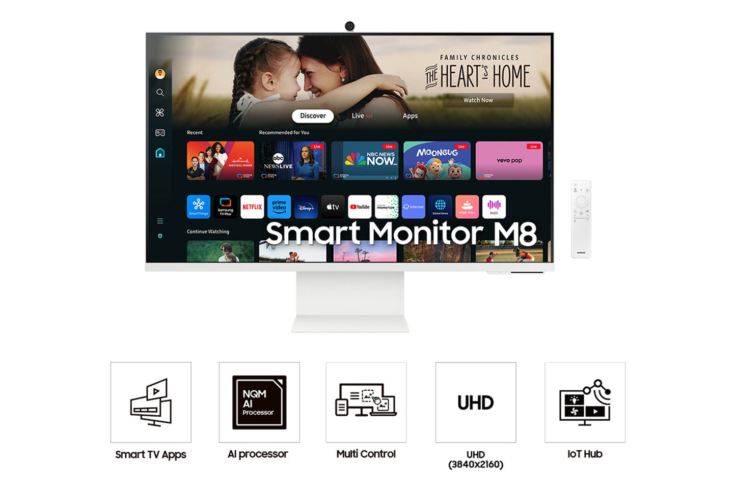 Samsung 32" M80D UHD White Smart Monitor with Speakers and Remote