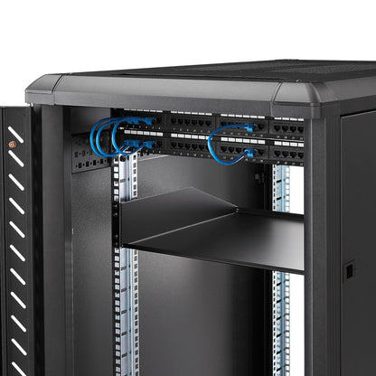 StarTech.com 2U Server Rack Shelf - Universal Rack Mount Cantilever Shelf for 19" Network Equipment Rack & Cabinet - Heavy Duty Steel – Weight Capacity 125lb/56kg - 18" Deep Tray, Black