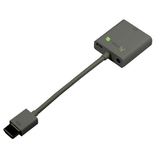 Techly IDATA-HDMI-VGA2AU video cable adapter 0.15 m VGA+3.5mm+Micro USB Black