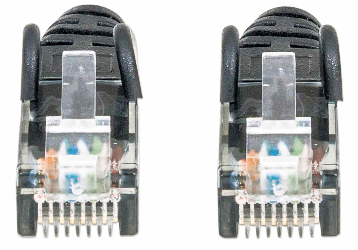 Intellinet Network Patch Cable, Cat6, 2m, Black, CCA, U/UTP, PVC, RJ45, Gold Plated Contacts, Snagless, Booted, Lifetime Warranty